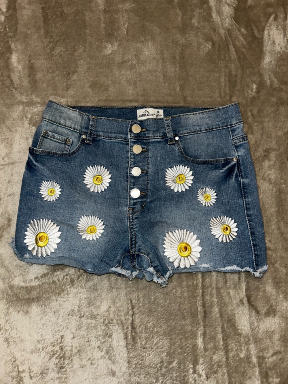 Jordache Blue Denim Daisy Embroidered Girls Shorts 14